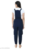 Navy blue stretchable jumpsuit with striped pattern, sleeveless design for women's sizes SMLXL, made from cotton blend