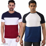 Colorblocked cotton short-sleeve t-shirt, vibrant and stylish, comes in sizes M & XL, made in India