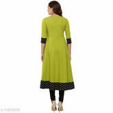Women's self-design cotton blend anarkali kurti, solid combo, three-quarter sleeves, Indian fashion