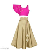 Designer traditional cotton blend and taffeta silk sleeveless lehenga choli with mirror work, ideal for girls' weddings or festivities, made in India