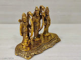 Gold brass 5-inch Ram idol, ornate Indian spiritual sculpture