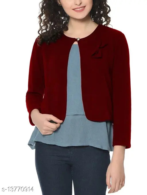 Solid polycotton ethnic jacket for women, single size S (36in bust, 28in length). Indian handloom garment