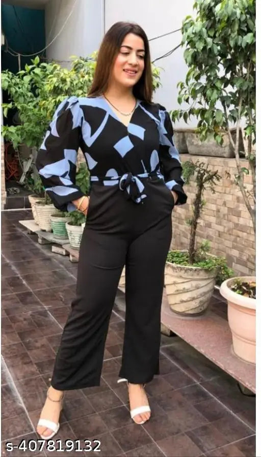 Indian embroidered georgette jumpsuit with long sleeves, size XL