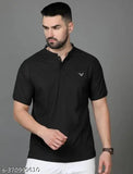 Polycotton printed sport t-shirt with Chinese collar, short sleeves and multiple sizes available