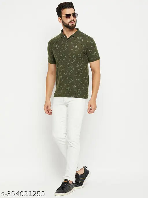 Cotton blend golf t-shirts pack of 2, men's allover printed polo collar, short sleeves, available in M, L, XL, XXL (India)