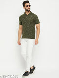 Cotton blend golf t-shirts pack of 2, men's allover printed polo collar, short sleeves, available in M, L, XL, XXL (India)