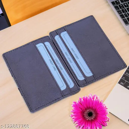 Leatherette faux-leather slim wallet with RFID blocking for men, stores up to 4 cards and cash, perfect accessory for travel or business