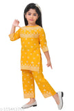 Rayon A-line printed kurta set with palazzo pants for girls under 10 years, India