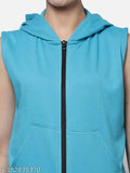 Sleeveless cotton KZALCON women's jacket, solid pattern, M-XXL sizes, warm & stylish for casual outings, made in India