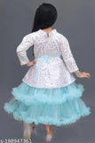 Aqua blue embellished net gown dress for kids aged 1-2, 2-3 years, made in India