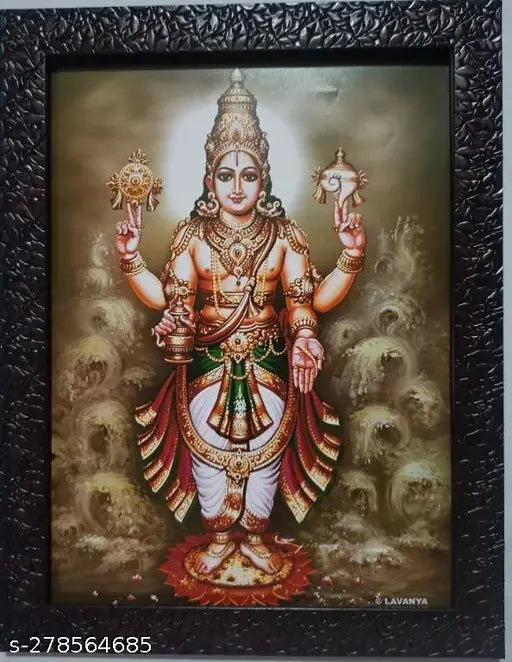 Synthetic resin, 9x12 inch photo frame featuring God Sri Dhanvantari, Indian deity symbolizing health
