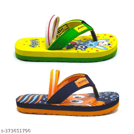 EVA cartoon printed boys' and girls' flip flops collection, 2 pairs, Indian origin