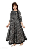 Satin three-quarter sleeve gown dresses, self-design net, Indian handcrafted children's fashion