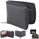 Trendy men's black leather wallet with 2 compartments, solid design, free size (11x9cm), made in India