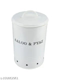 White Mild Steel Vegetable Container, BPA Free, Aloo & Pyaz Design, Air Tight Kitchen Organizer, Perfect for Onions & Potatoes
