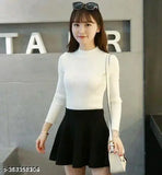 High neck full sleeve top (Lycra, long sleeves, self-design net) - stylish women's sweatshirt for casual wear, made in India