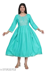 Rayon three-quarter sleeve solid kurta, Indian traditional clothing S to XXL sizes