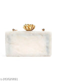 Golden resin, heavily studded party clutch with satin lining, free size, India-made