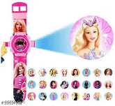 Camouflage Pu strap Barbie digital watch with projector, featuring 24 cartoon image patterns on wall for kids
