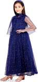 Embellished net dress for girl and baby girl (3-4yrs to 11-12yrs), Indian handcrafted, three-quarter sleeves