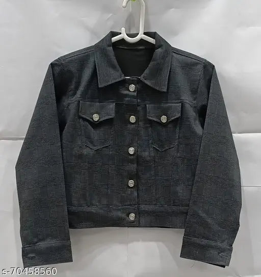 Blue denim jacket for girls, self-design, long sleeves, high-quality Indian denim