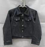 Blue denim jacket for girls, self-design, long sleeves, high-quality Indian denim