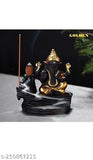 PMR Adiyogi Mahadev shiv shankara and Yellow ganesh smoke backflow combo with free 40pcs cones. Handcrafted polyresin Indian god idols on display stand