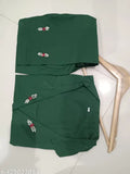 Green stylish cord sat cotton kurta with palazzos, solid net design, front embroidery flowers. Good quality cotton fabrics, comfortable sizes for women's wear. Made in India