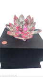 Glass rotating pink crystal lotus for positivity, love, harmony, prosperity, peace, health, and wealth. Handcrafted Indian Feng Shui décor, 8cm x 7cm x 8cm