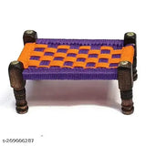 Wooden Ladoo Gopal Bed Khat, size 0-8 (4x11x7 inch), traditional and durable, ideal for home decor or serving platter