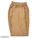 Gold silk party pants with cotton lining, textured net design for women's casual, ethnic, or festive wear in best price