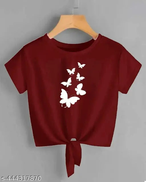 Butterfly print Lycra crop top for women and girls 6, made in India