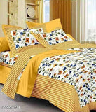 Yellow trendy heavy cotton double bedsheet (100x90), 160 thread count, 2 pillow covers, from India