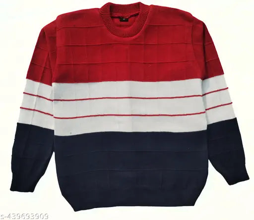 Red and black striped wool sweater for kids, 3-4 years, India origin