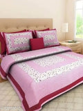 Indian-made, cotton queen size double bedsheet with 2 pillow covers, 250 thread count