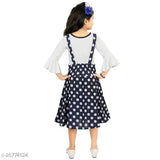 Blue cotton blend frock dress for girls, printed net pattern, short sleeves, size 2-3 years, India origin