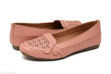 Pink synthetic Valorem women's casual ballies, striped design - durable outdoor footwear