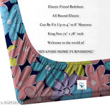 Glace cotton king size double bedsheet with floral print, soft and breathable. Includes 2 pillow covers for a complete set, ideal for summer use and fits 48-inch mattresses