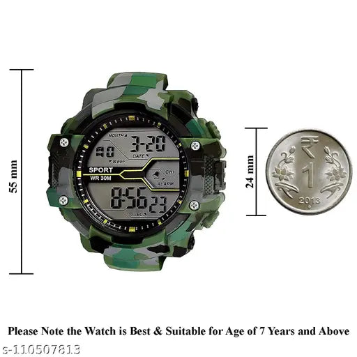 Digital army watch for boys, waterproof sports watch, free size from India