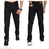 Mens black slim-fit low rise denim jeans, durable construction with stretch for comfort and modern style. (Size: 28/30/32, Waist: 28in/30in/32in, Length: 39in, Made in India)