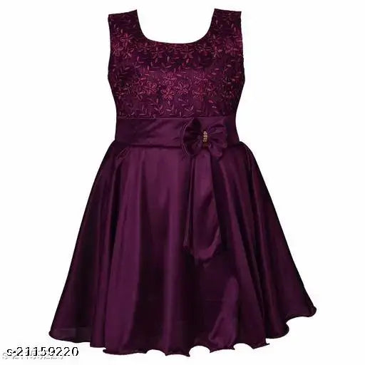 Girls solid satin embroidered net sleeveless frock, 3-24 months, India origin