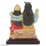 Multicolor resin handcrafted Shiva Parvati Ganesh idol set, traditional Hindu figurines for home decor (10cm L x 10cm H x 10cm B)