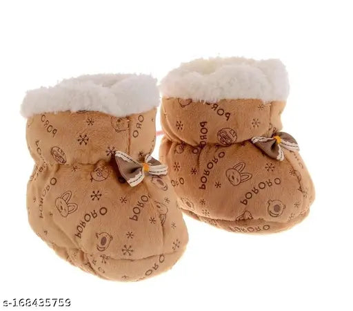 Cozy soft fleece and fur newborn winter shoes, pack of 1 (size 0-18 months) - warm and attractive design for baby comfort
