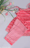 Pink pure cotton printed kurti pajama set for kids girls, straight top with churidar bottom and sleeveless design, available in sizes ranging from 12-18 months to 5-6 years. Made in India