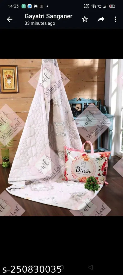 Pink cotton double-size A/C comforter, soft and cozy for a restful sleep