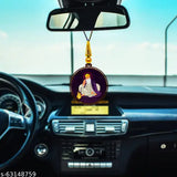 GiftzLane Guru Gobind Singh & Guru Nanak Dev Ji Wooden Car Hanging Combo Set of 2, Indian-made spiritual showpiece for car interior and gifting purposes