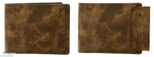 Brown faux leather BiFold Wallet for Men, 7 ATM card slots, textured design, perfect size for pocket or travel bag, premium quality polyester lining, 2 SIM pockets, handcrafted in India