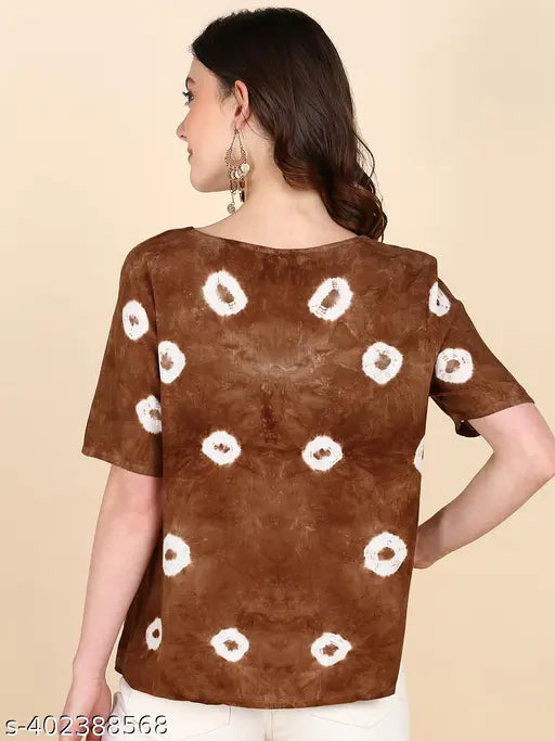 Tie-dye rayon half sleeve top, vibrant color, Indian craftsmanship