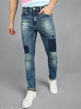 Light blue cotton blend dyed/washed men's jeans by Urbano Fashion - stylish, versatile, and perfect for casual or party wear