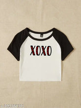 Cotton Raglan XOXO T-shirt, short sleeves with printed net design (XS - XL), Indian origin